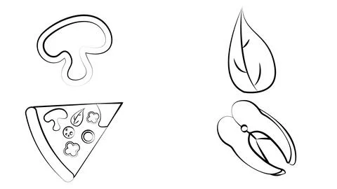 Big vector set: Isolated food icons (delicious dishes). Healthy food , junk f Stock Illustration