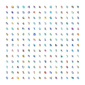 Big vector set with isometric business lifestyle technology icons Stock Illustration