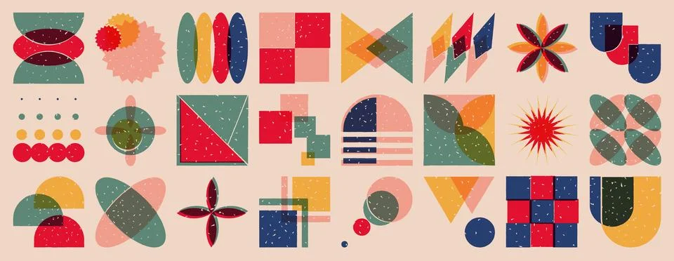 Big vector set risograph print style Stock Illustration