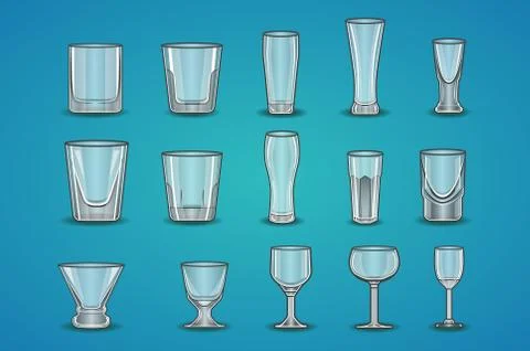 Big vector set of stemware Stock Illustration