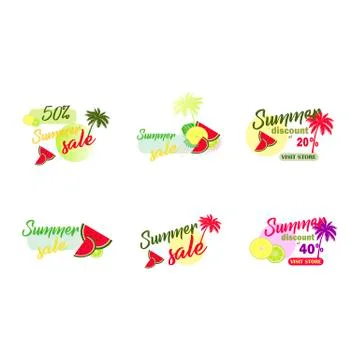 Big vector set of summer discount sale templates with beautiful design print Stock Illustration