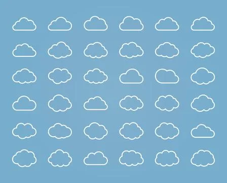 Big vector set of thirty-six white line cloud shapes Big vector set of thi... Stock Photos