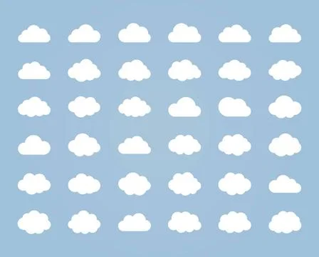 Big vector set of thirty-six white cloud shapes Big vector set of thirty-s... Stock Photos