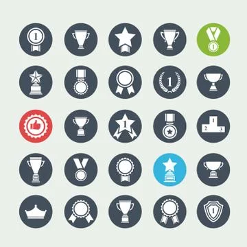 Big vector set white avards  icons Stock Illustration