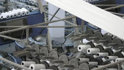 A big vertical column rotating with fans attached and lines of reels at agro Video stock 130950075