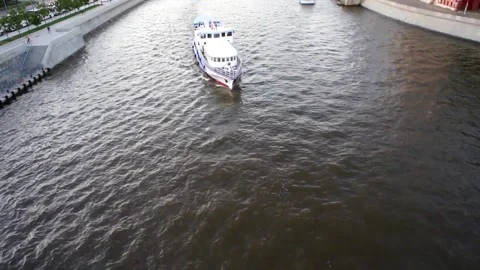 Big Vessel On River Stock Footage 90762795