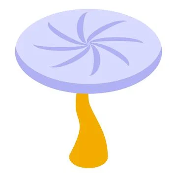 Big violet mushroom with spiral pattern is growing from the ground Stock Illustration