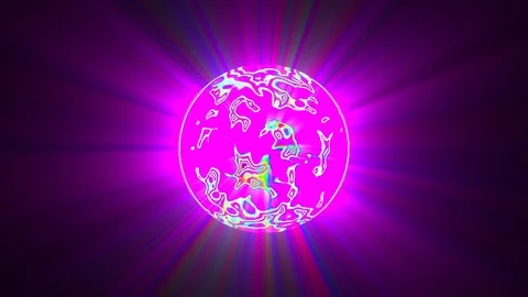 Big Violet Purple Glowing Rays Ball Multicolored Abstract Motion Background Loop Video stock 101724769