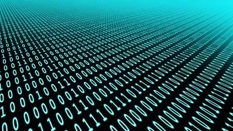 Big wall with binary code. Large database changing numbers of data Stock Footage 270006187
