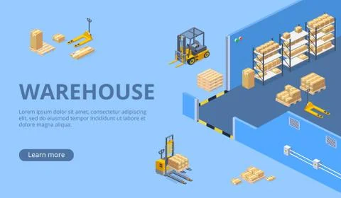 Big warehouse isometric vector web page template Illustration
