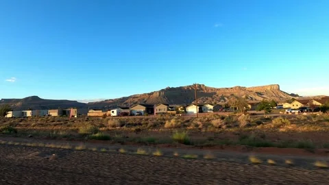 Big Water, Utah August 18 2023 Utah Driving Pariah Movie Set Stock Footage 340197202