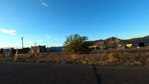 Big Water, Utah August 18 2023 Utah Driving Pariah Movie Set Stock Footage 340197367