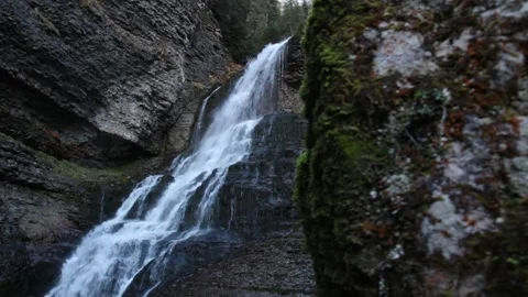 Big waterfall cascade in the mountains Stock Footage 165801361