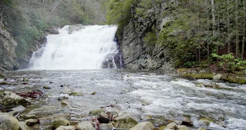 Big Waterfall Flowing (4K) Stock Footage 86042427