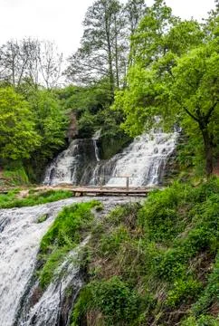 Big waterfall in forest Stock Photos