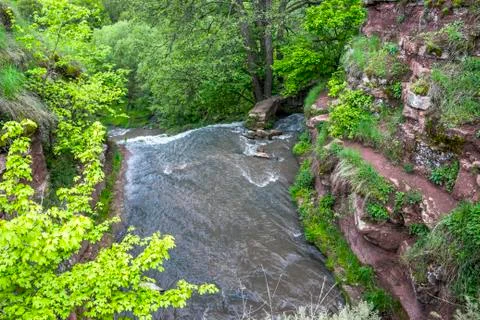 Big waterfall in forest Stock Photos