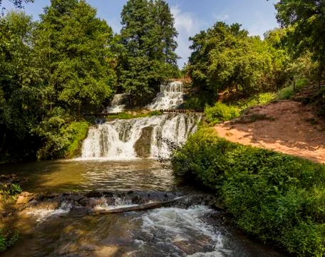 Big waterfall in forest Stock Photos