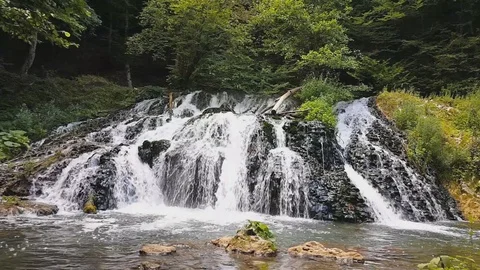 Big waterfall in the forest in Strandja mountain, Bulgaria 動画素材 93205967