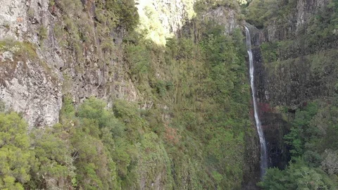 Big waterfall on the island. Drone Video stock 120743544