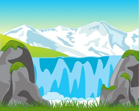 Big waterfall in mountain Illustrazione stock