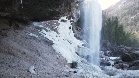 A big waterfall in the mountains Video stock 103220965