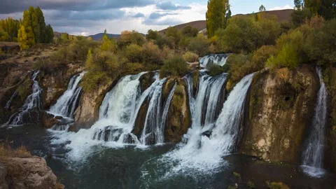 Big waterfall in the mountains of Turkey Stock Footage 150520330