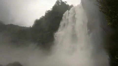 Big waterfall panoramic, Aberdeen - Sri Lanka 4K Stock Footage 262000745