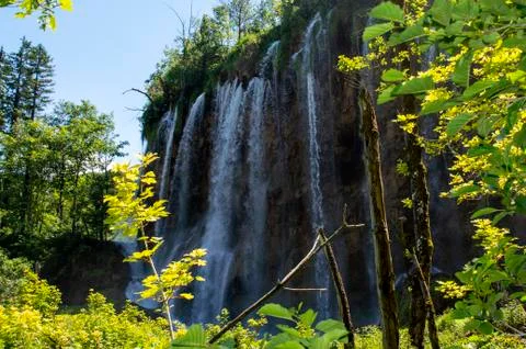 Big Waterfall In Plitvice Stock Photos