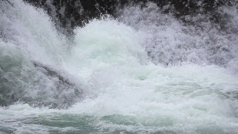 Big waterfall slow motion roaring water Stock Footage 119915746