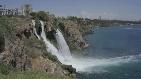 Big waterfall in Turkey Antalya Stock Footage 155669791