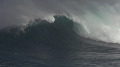 BIG WAVE BREAKING JAWS MAUI Stock Footage 33448379