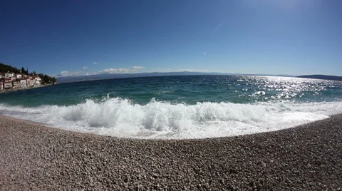 Big wave on the sand beach Stock-Footage 48806468