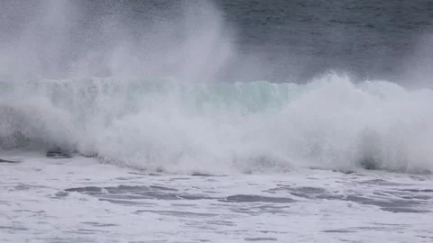 Big wave with splashes on the ocean coast Stock Footage 299944708