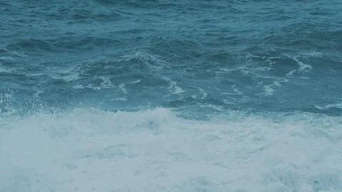 Big Wave Splashing. Waves With Texture And Wind Spray. Powerful Tsunami Wave Stock Photos