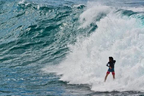 Big wave surfer Stock Photos