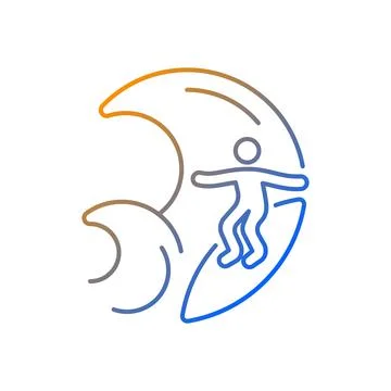 Big wave surfing gradient linear vector icon イラスト素材