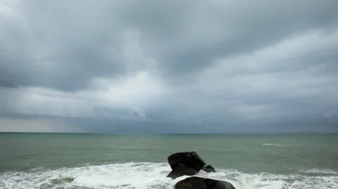 Big waves among rocks on exotic beach, Koh Samui Lamai Island, Thailand Stock Footage 4762020