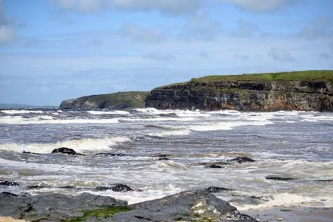 Big waves and cliffs on the wild atlantic way Stock Photos