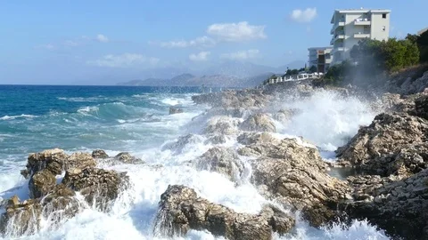 Big Waves and Rough Sea Stock Footage 78748055