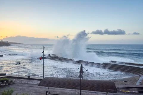 Big waves in Bajamar Stock Photos