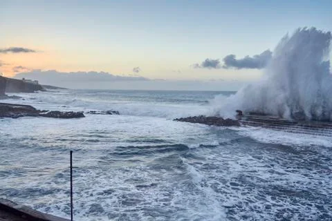 Big waves in Bajamar Stock Photos