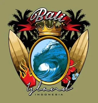 Big waves between two surfboards Stock Illustration