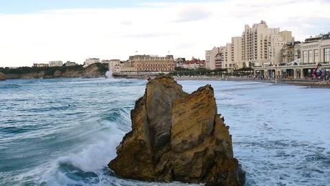 Big waves in Biarritz. Stock Footage 97152135