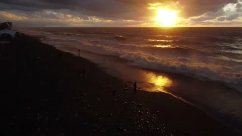 Big waves in the Black Sea in Batumi Stock Footage 223389341