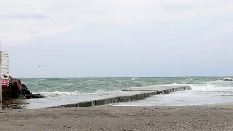 Big Waves  At The Black Sea On The Beach Stock Footage 70396932