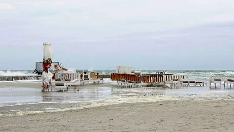 Big Waves At The Black Sea On The Beach Stock Footage 70398151