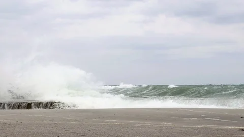Big Waves At The Black Sea On The Beach Stock Footage 70399573