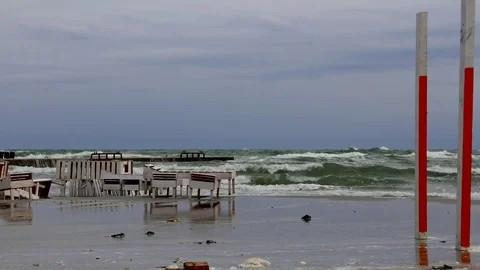 Big Waves At The Black Sea On The Beach Stock Footage 70400209