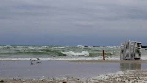 Big Waves At The Black Sea On The Beach Stock Footage 70401063
