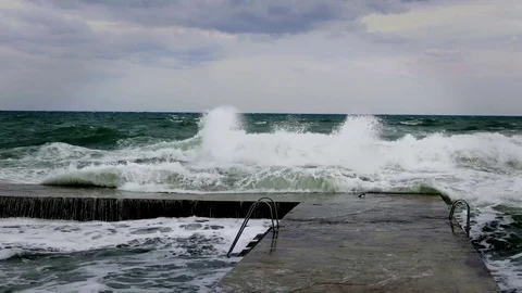 Big Waves At The Black Sea On The Beach Stock Footage 70401375